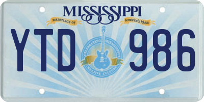 MS license plate YTD986