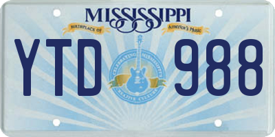 MS license plate YTD988