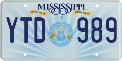 MS license plate YTD989