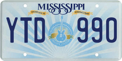 MS license plate YTD990