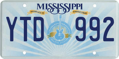 MS license plate YTD992