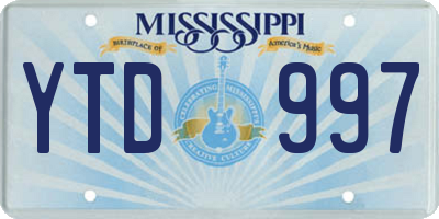 MS license plate YTD997
