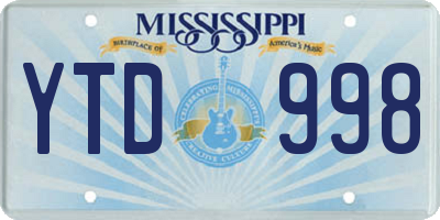MS license plate YTD998