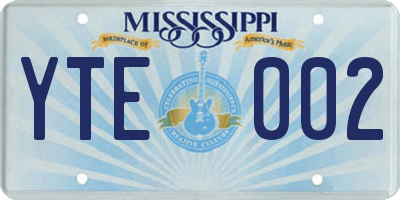 MS license plate YTE002