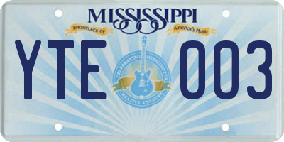MS license plate YTE003