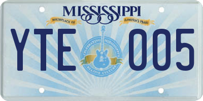 MS license plate YTE005