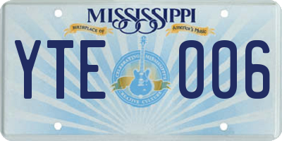 MS license plate YTE006
