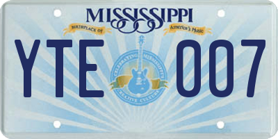 MS license plate YTE007