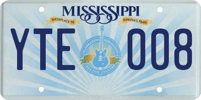 MS license plate YTE008