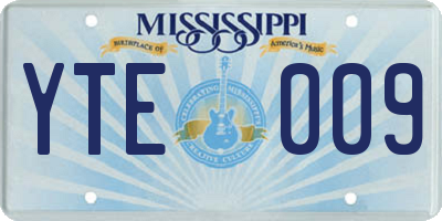 MS license plate YTE009