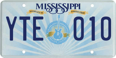 MS license plate YTE010