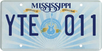 MS license plate YTE011