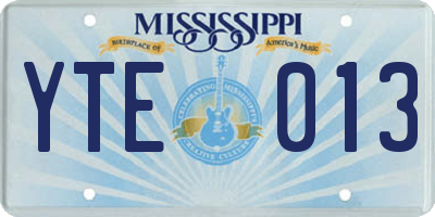 MS license plate YTE013
