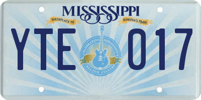 MS license plate YTE017