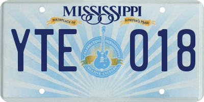 MS license plate YTE018