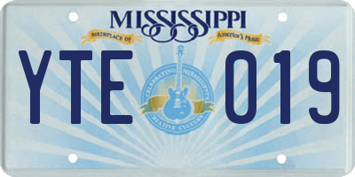 MS license plate YTE019