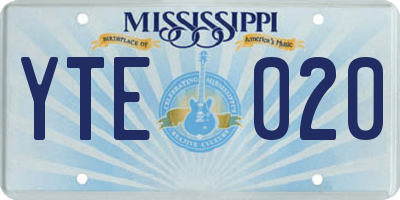 MS license plate YTE020