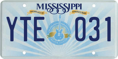 MS license plate YTE031