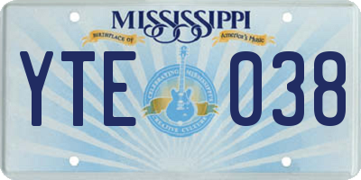 MS license plate YTE038