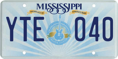 MS license plate YTE040