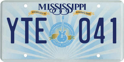 MS license plate YTE041