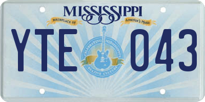 MS license plate YTE043