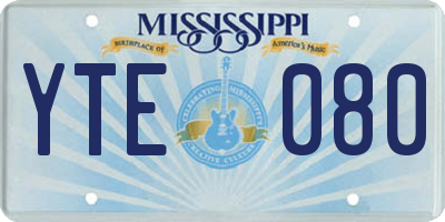 MS license plate YTE080