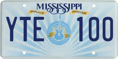 MS license plate YTE100