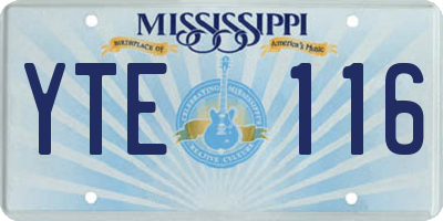 MS license plate YTE116
