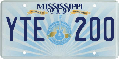 MS license plate YTE200