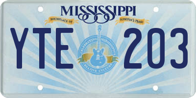MS license plate YTE203