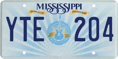 MS license plate YTE204