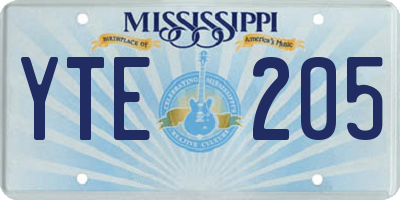 MS license plate YTE205