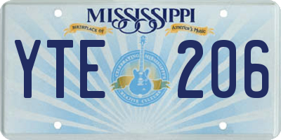 MS license plate YTE206