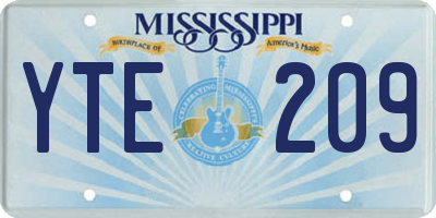 MS license plate YTE209