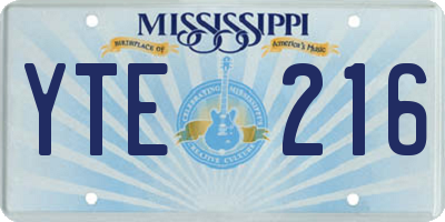 MS license plate YTE216