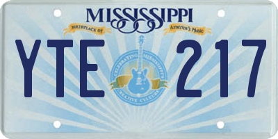 MS license plate YTE217