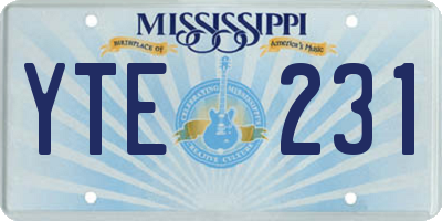 MS license plate YTE231