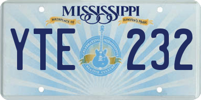 MS license plate YTE232