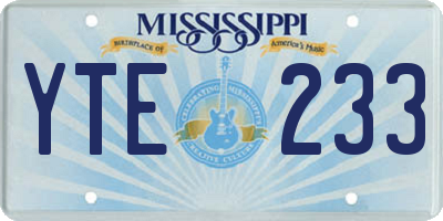 MS license plate YTE233