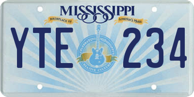 MS license plate YTE234