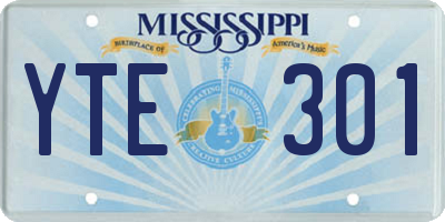 MS license plate YTE301