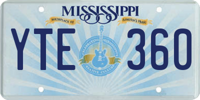 MS license plate YTE360