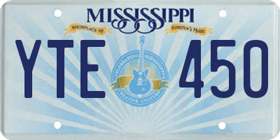 MS license plate YTE450
