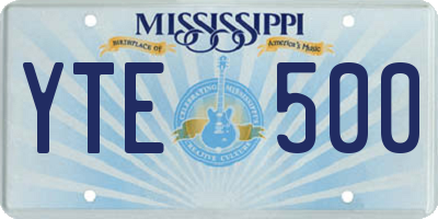 MS license plate YTE500