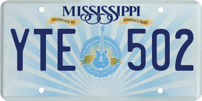 MS license plate YTE502