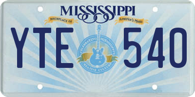 MS license plate YTE540