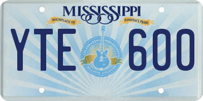 MS license plate YTE600