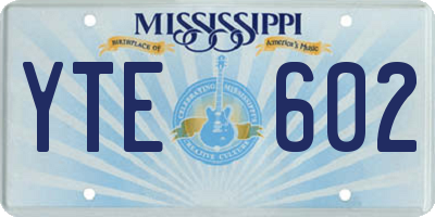 MS license plate YTE602