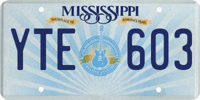 MS license plate YTE603